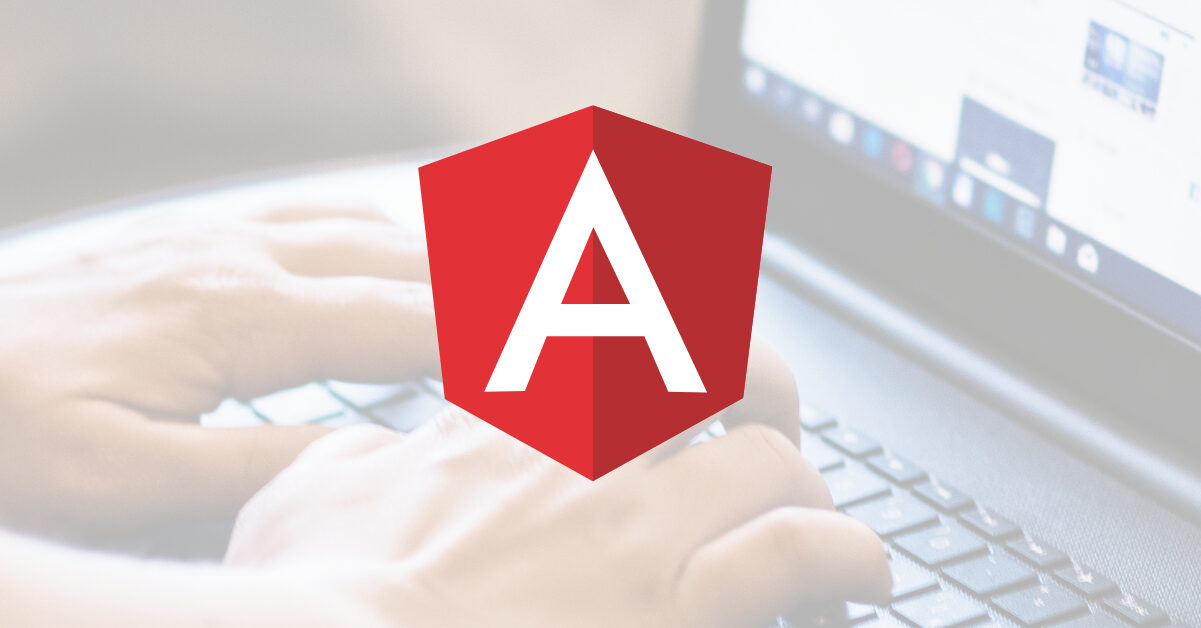 Angular Logo with laptop background